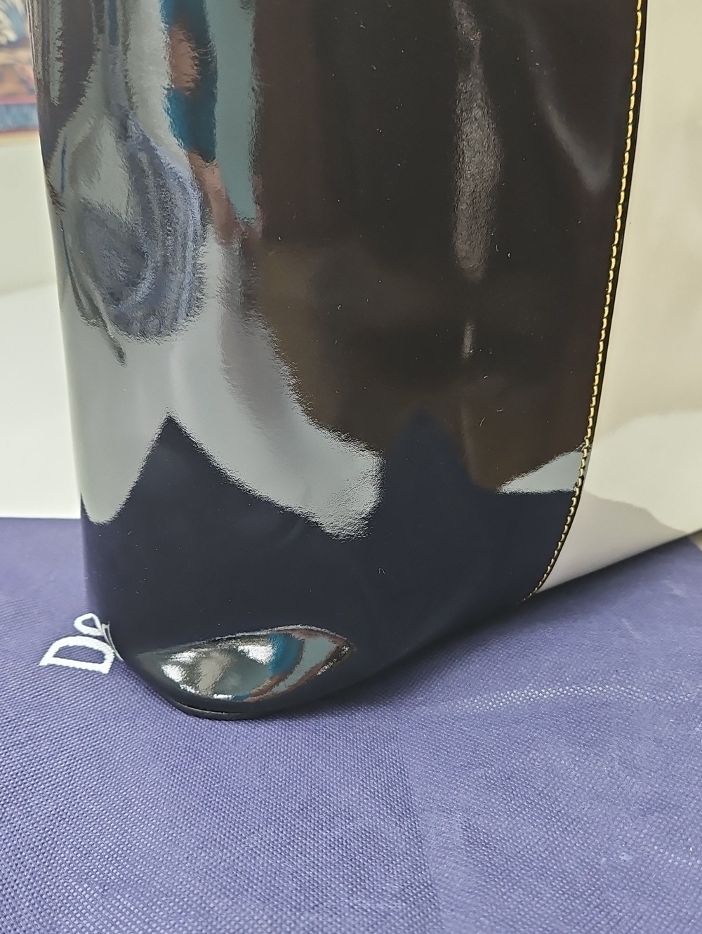 Dooney & Bourke Black & (Off) White Patent Leather Lexington Shopper - Picture 16 of 16